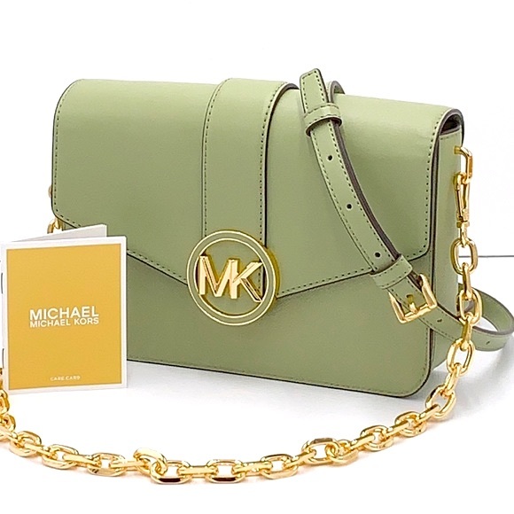 MICHAEL KORS CARMEN MEDIUM CONVERTIBLE SHOULDER BAG LIGHT SAGE COLOR - Picture 1 of 16